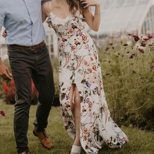 Lulu's BLOOM ON IVORY FLORAL PRINT MAXI DRESS